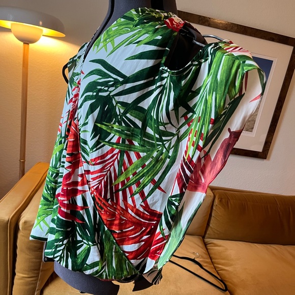 INC Plus Size Cold-Shoulder Faux-Wrap Crossover Top 0X, Pleasant Palms #2086 - Picture 3 of 14